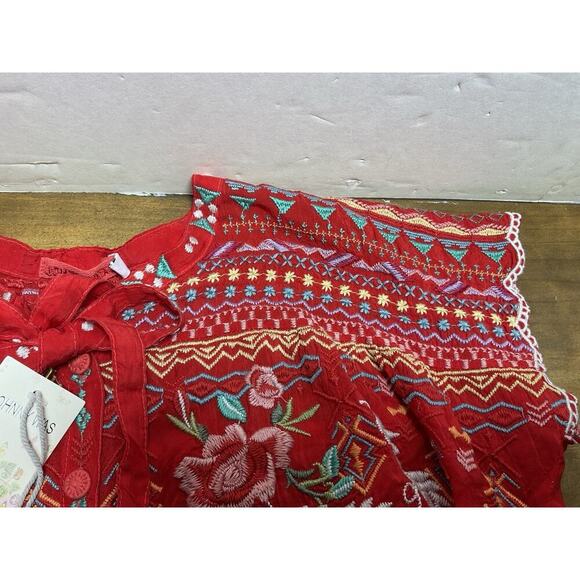 Johnny Was Lissa Embroidered Floral Peasent Tunic Top Rayon Size XS NWT - Picture 3 of 13